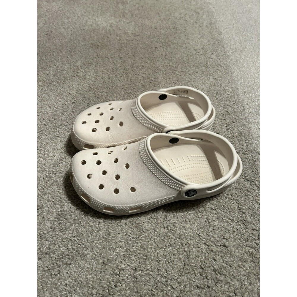 Crocs White Rubber Clogs Men's Size 6 Women's 8 Preowned Stained